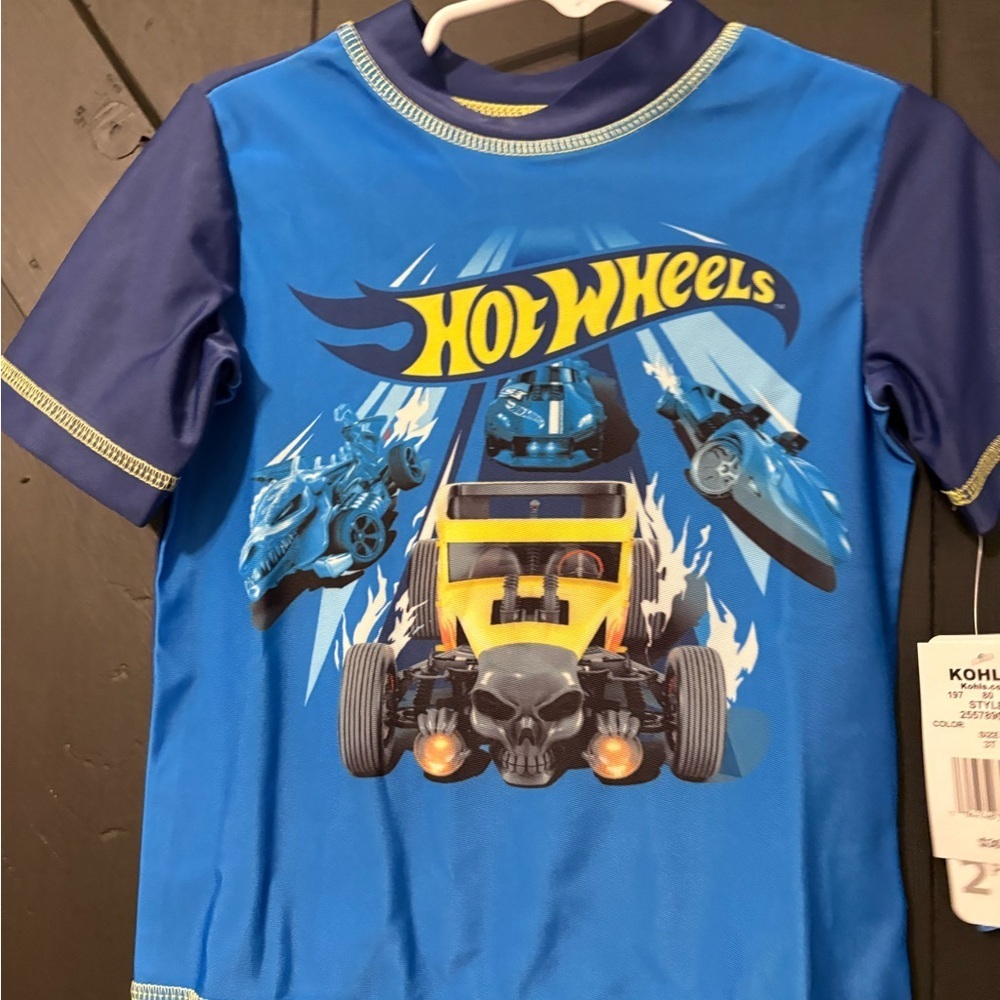 Mattel Hot Wheels Blue and Yellow Racing Shirt